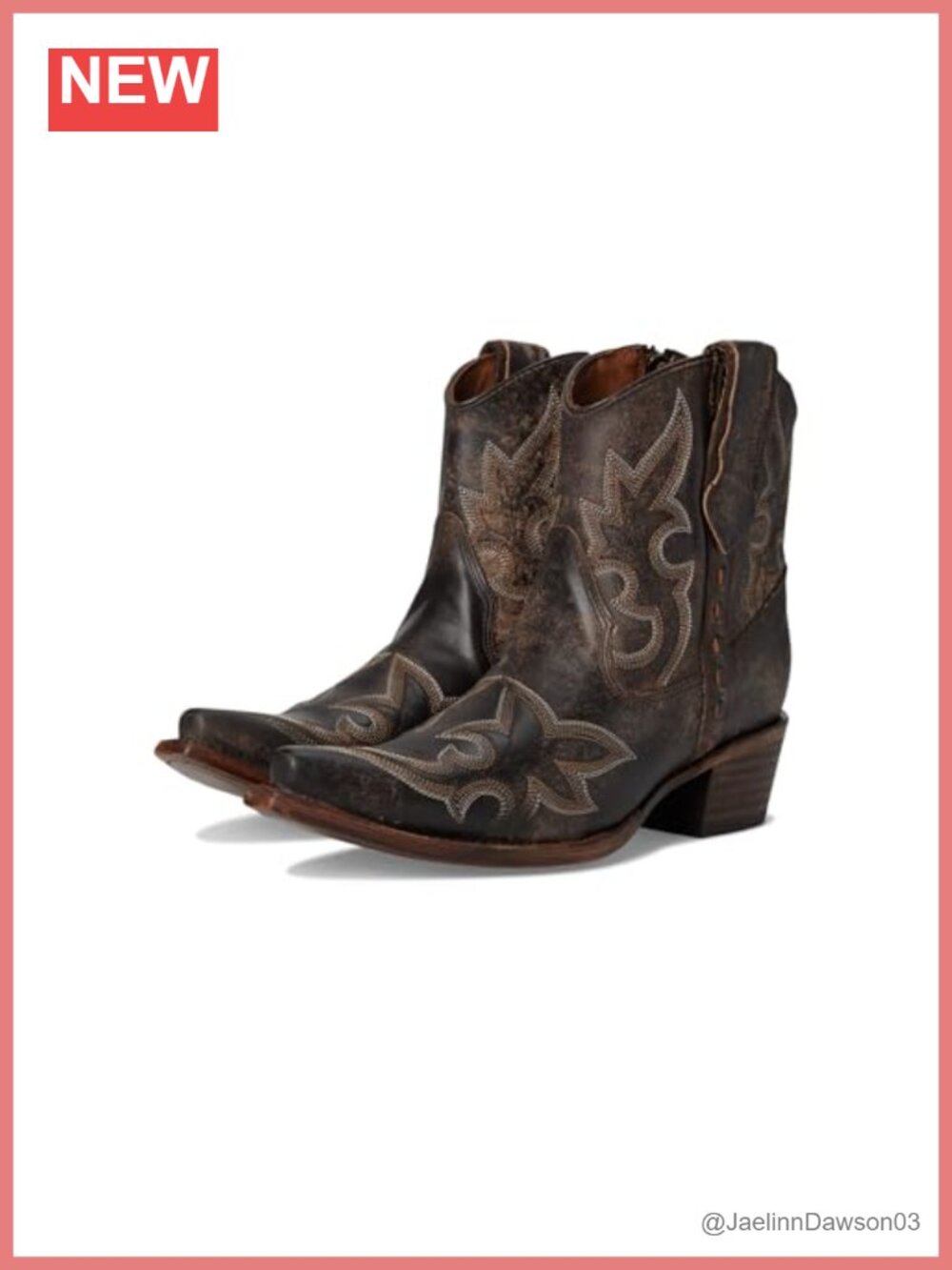 Women's Embroidered Snip Toe Cowhide Leather Ankle Boots Low Heel Pull-On